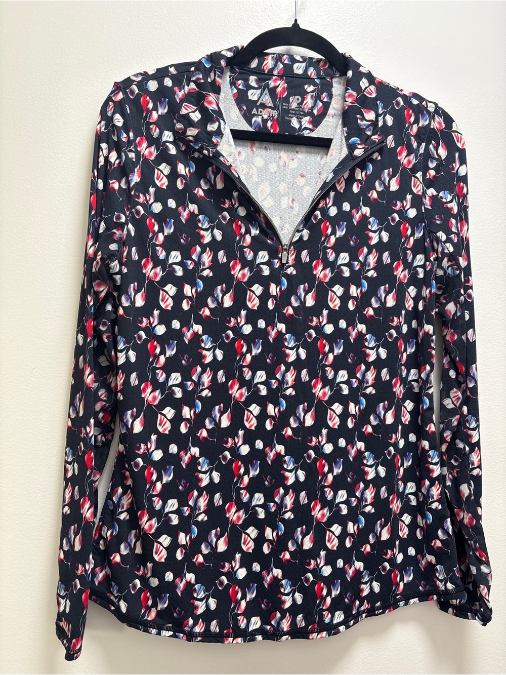 Adair Navy Floral Quarter-Zip Long Sleeve | M | Outdoor Sun Protection Garden